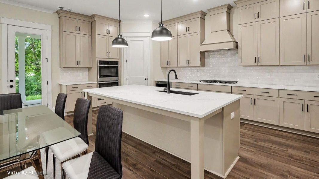 Virtual Staging of kitchen with quartz countertops, tile backsplash, and upgraded kitchen Virtual Staging of kitchen with quartz countertops, tile backsplash, and upgraded kitchen