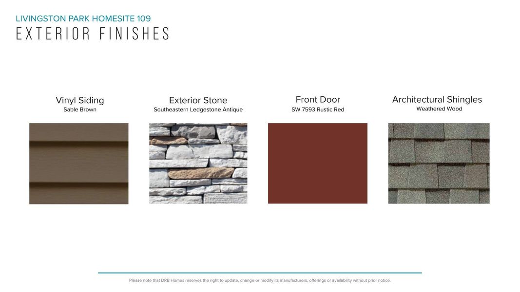 Sample of building materials used in homes in The Reserve at Livingston Park, Easley (Image 18). Sample of building materials used in homes in The Reserve at Livingston Park, Easley (Image 18).