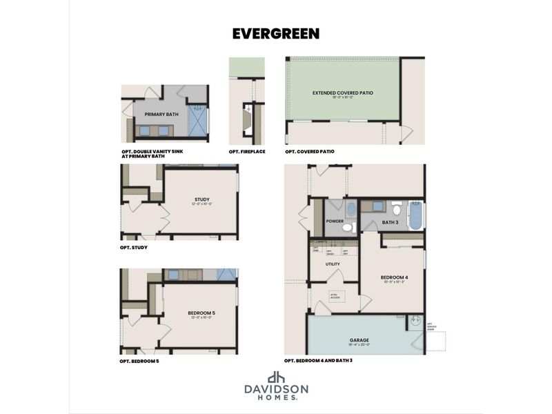 2D floor plan layout for the The Evergreen A by Davidson Homes LLC in Vineyards at Cottonwood, Cottonwood, AZ (Image 4). 2D floor plan layout for the The Evergreen A by Davidson Homes LLC in Vineyards at Cottonwood, Cottonwood, AZ (Image 4).