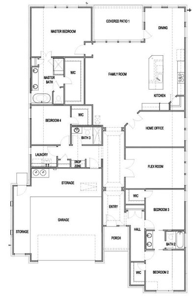 2D floor plan layout of this home in Veramendi, New Braunfels, TX (Image 5).