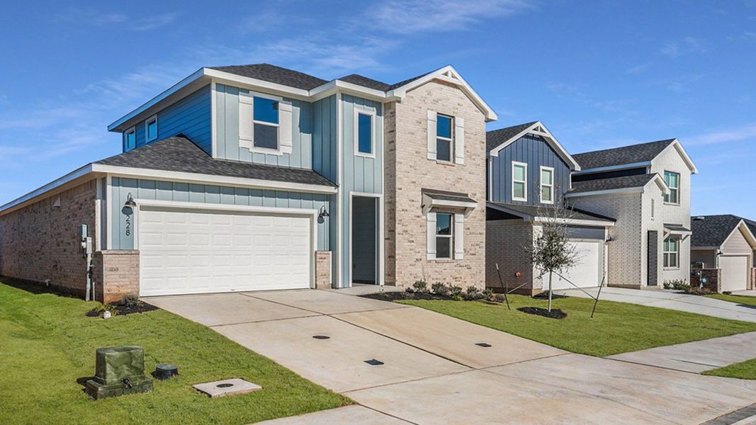 Front exterior of a new home in Thunder Rock, Marble Falls, TX, highlighting curb appeal (Image 18).