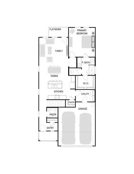 2D floor plan layout of this home in Trinity Ranch, Elgin, TX (Image 5).