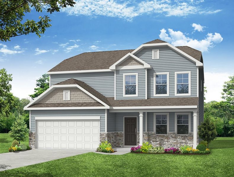 Representative exterior photo of a completed home built from the Newberry by Eastwood Homes in Secrest Meadows, Monroe, NC (Image 7).