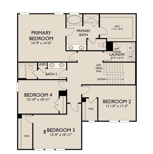 2D floor plan layout of this home in The Estates at Casteel, Bethlehem, GA (Image 5).