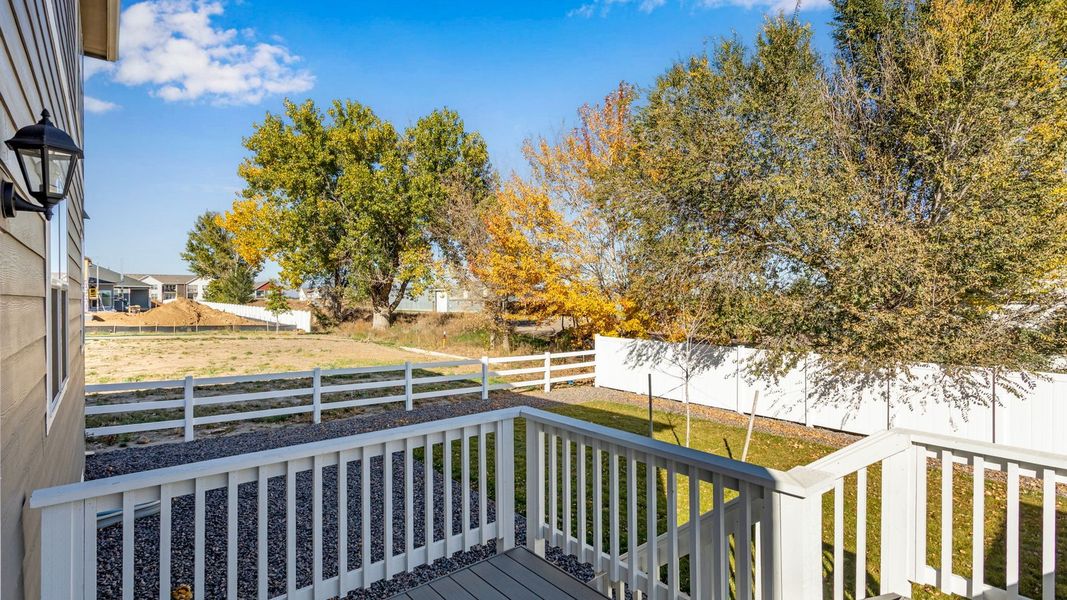 Exterior details and patio area of a home in Ridge at Johnstown, Johnstown (Image 6). Exterior details and patio area of a home in Ridge at Johnstown, Johnstown (Image 6).
