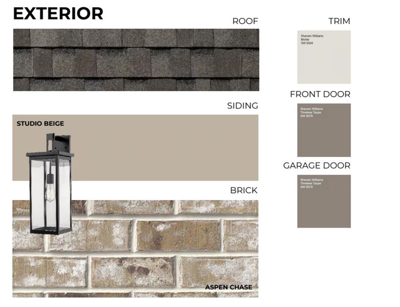 Exterior Finishes Schedule. Presenting the specified materials and color palette for the property's exterior elements