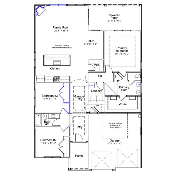 2D floor plan layout of this home in Indigo at Abbey Preserve, Wilmington, NC (Image 2).