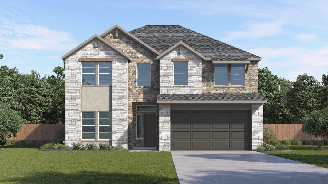 Representative exterior photo of a completed home built from the The Keller by D.R. Horton in The Enclave at Bar W Ranch, Leander, TX (Image 2). Representative exterior photo of a completed home built from the The Keller by D.R. Horton in The Enclave at Bar W Ranch, Leander, TX (Image 2).