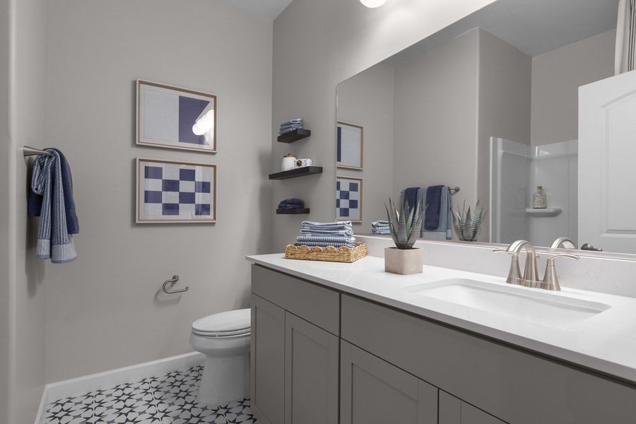 Optional extended vanity at bath 2
