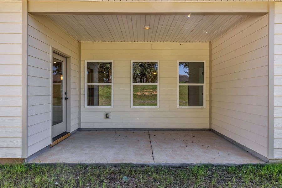Secluded covered back patio
