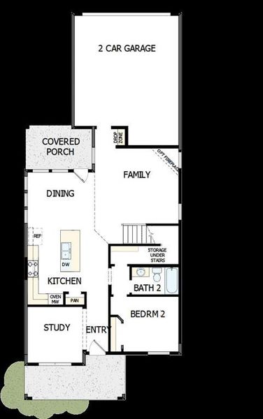 2D floor plan layout of this home in Mantua Point Gardens, Van Alstyne, TX (Image 2).