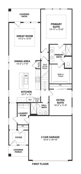 2D floor plan layout for the Silver Maple by K. Hovnanian® Homes in Heritage Ranch, Sherman, TX (Image 3). 2D floor plan layout for the Silver Maple by K. Hovnanian® Homes in Heritage Ranch, Sherman, TX (Image 3).