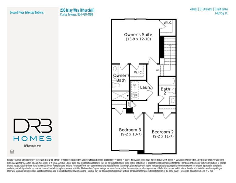 2D floor plan layout of this home in Clarke Townes, Anderson, SC (Image 6).