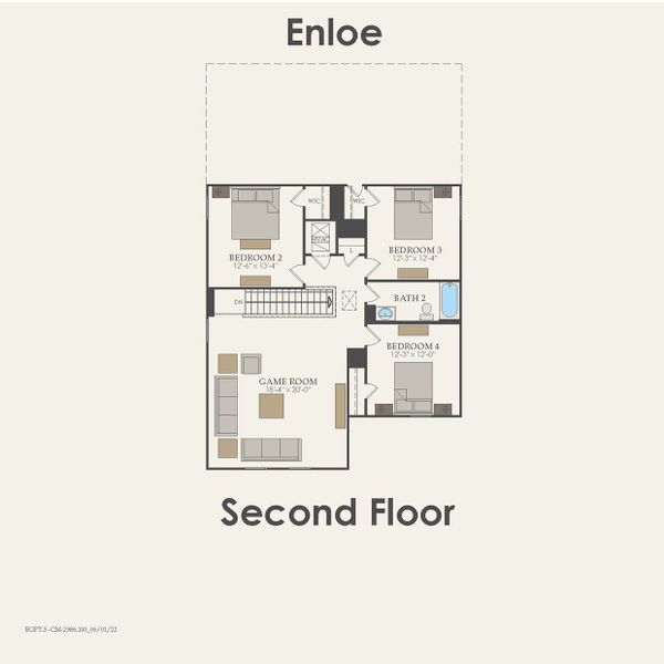 2D floor plan layout for the Enloe by Centex in Pinara Pines, Conroe, TX (Image 3). 2D floor plan layout for the Enloe by Centex in Pinara Pines, Conroe, TX (Image 3).