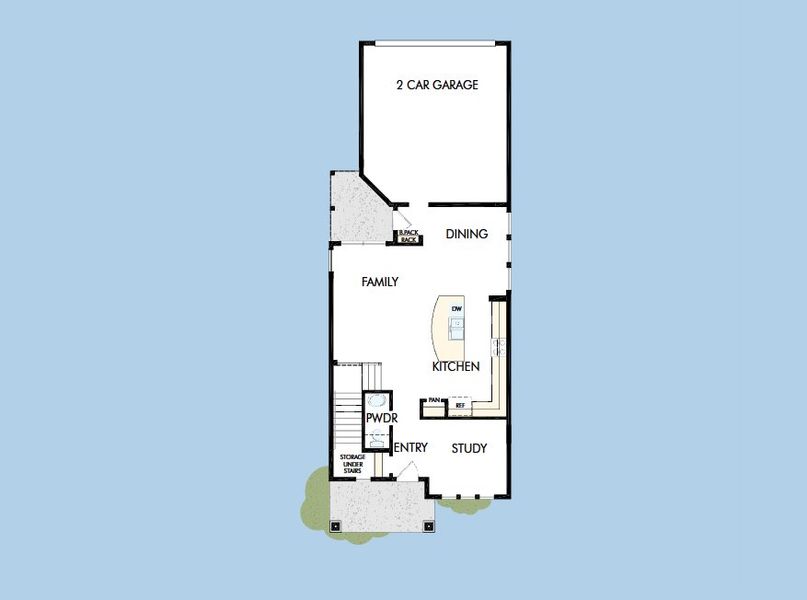 2D floor plan layout for the The Foxman by David Weekley Homes in Jubilee - Cottages Row Collection, Hockley, TX (Image 4).
