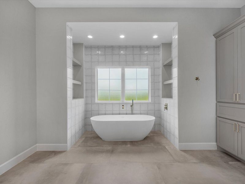 A free standing tub to soak away the day's stress.