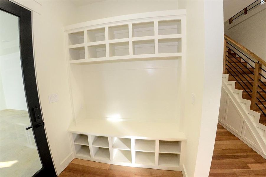 Mudroom featuring wood finished floors