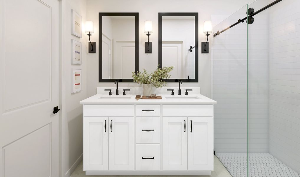 Primary bath with dual sinks