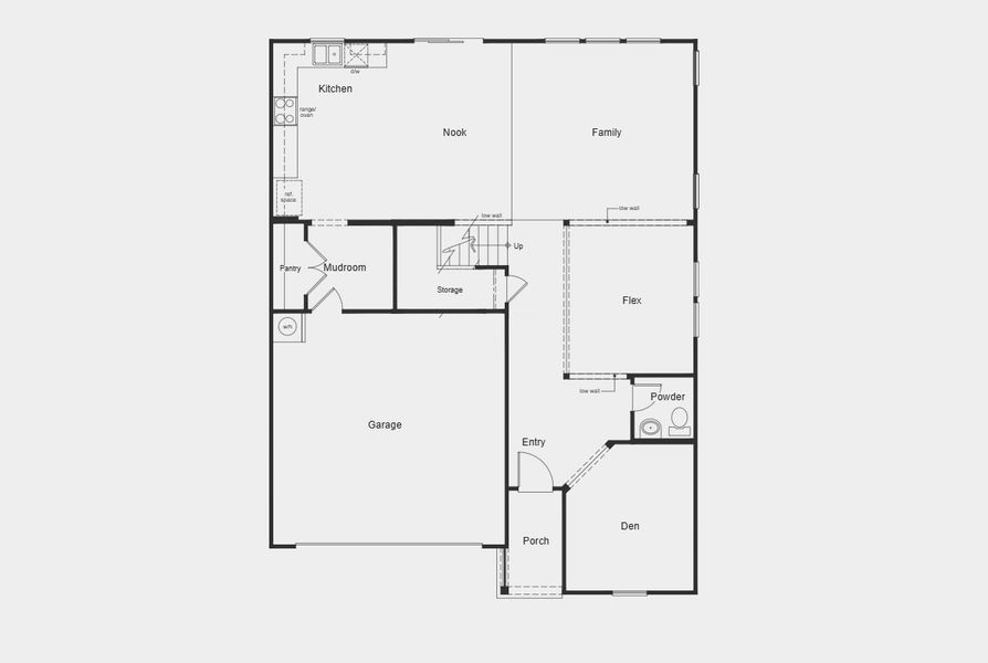 2D floor plan layout for the 2723 by KB Home in Cottages at Clovis Point, Kings Mountain, NC (Image 4).