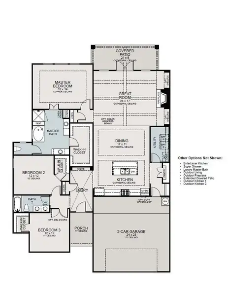 2D floor plan layout for the Stonewall by Sitterle Homes in Kinder Gale 65’s at Kinder Ranch, San Antonio, TX (Image 3).