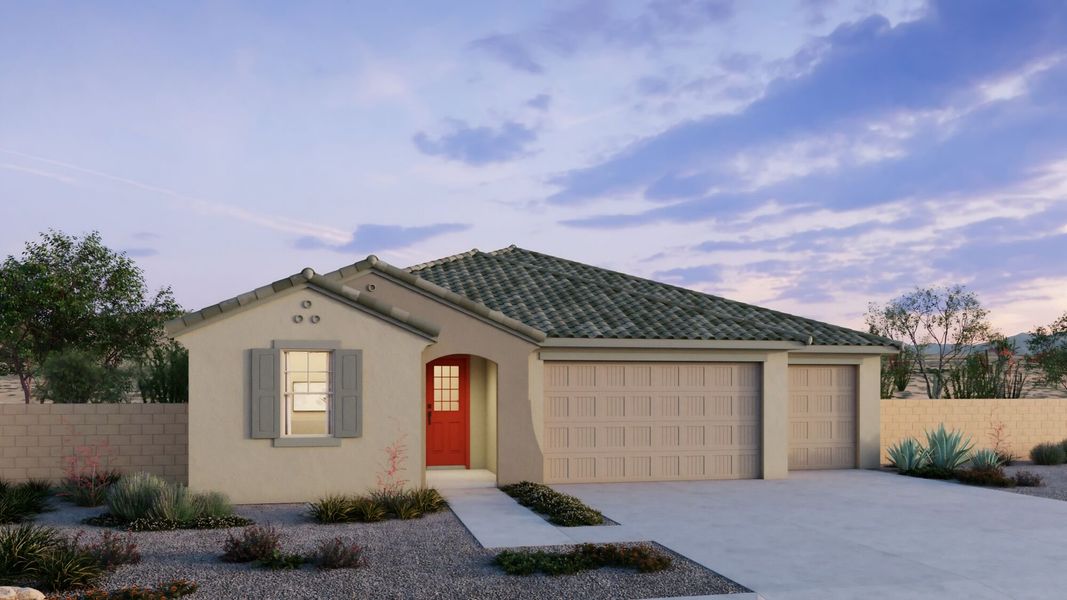 Representative exterior photo of a completed home built from the Blush by Mattamy Homes in Montelena, Marana, AZ (Image 20).