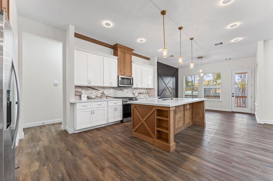 Kitchen is open to dinning area