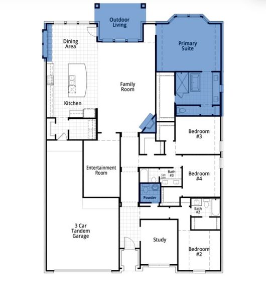 2D floor plan layout of this home in Monterra, Fate, TX (Image 4).