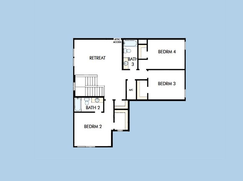 2D floor plan layout for the The Edie by David Weekley Homes in Palmeras at Crossprairie – The Grove Collection, St. Cloud, FL (Image 4).