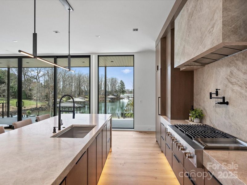 Custom cabinetry with accent lighting