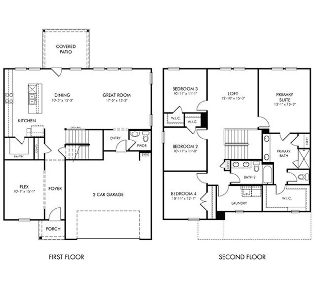 2D floor plan layout of this home in Preserve at Mountain Creek, Pendergrass, GA (Image 3).