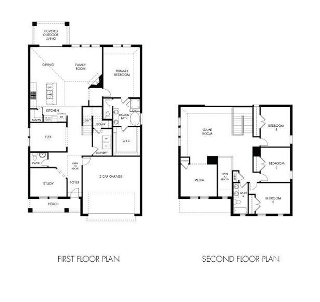 2D floor plan layout of this home in Ashford Park - Texana Series, Corinth, TX (Image 2).