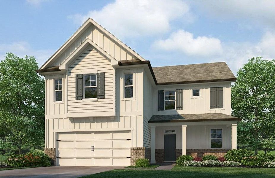 Front exterior of a new home in Creekview, Atlanta, GA, highlighting curb appeal (Image 1). Front exterior of a new home in Creekview, Atlanta, GA, highlighting curb appeal (Image 1).