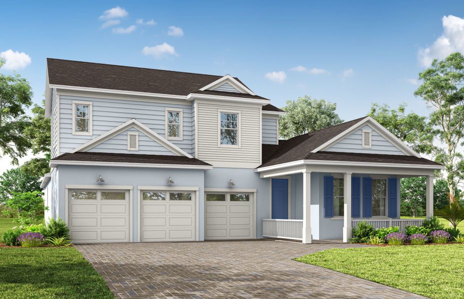 Representative exterior photo of a completed home built from the Mahogany Grand by Pulte Homes in The Grow, Orlando, FL (Image 1). Representative exterior photo of a completed home built from the Mahogany Grand by Pulte Homes in The Grow, Orlando, FL (Image 1).