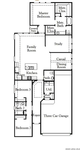 2D floor plan layout of this home in Davis Ranch, San Antonio, TX (Image 3).