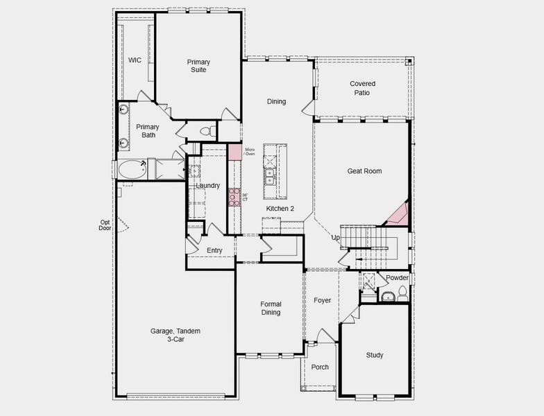 2D floor plan layout for the Peridot by Taylor Morrison in The Ranch at Uptown Celina 60s, Celina, TX (Image 3). 2D floor plan layout for the Peridot by Taylor Morrison in The Ranch at Uptown Celina 60s, Celina, TX (Image 3).