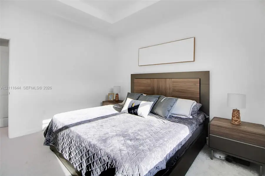 Tray ceiling detailing and neutral wall palette Tray ceiling detailing and neutral wall palette
