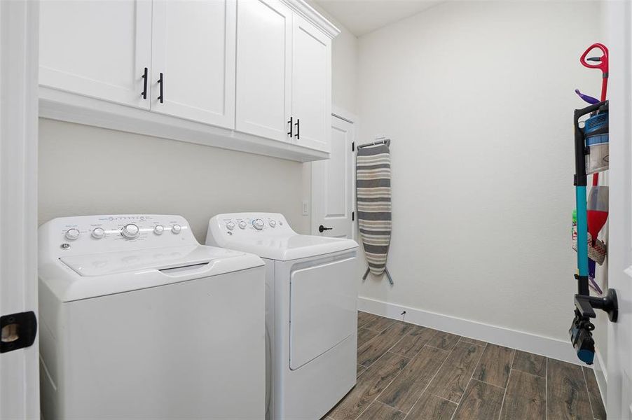 Laundry room connects to master bath