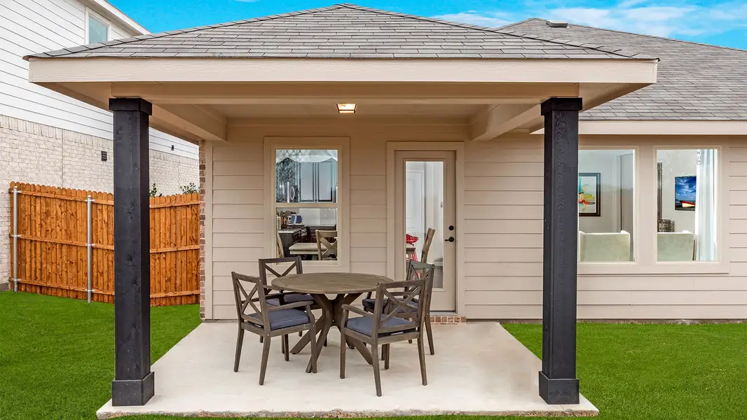 Exterior details and patio area of a home in Lake Pointe, Little Elm (Image 3). Exterior details and patio area of a home in Lake Pointe, Little Elm (Image 3).