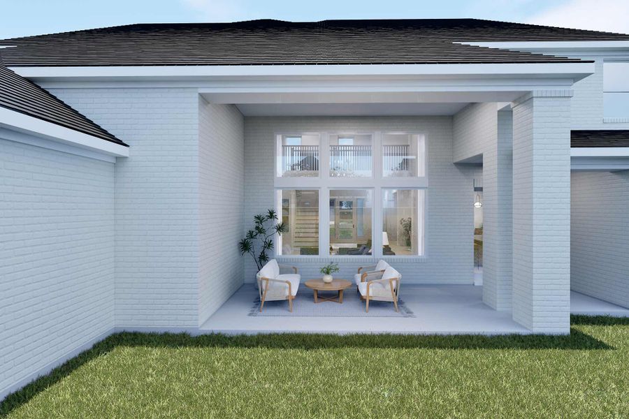 Representative exterior details of a home built from the The Hackett by David Weekley Homes in The Woodlands Hills 70’, Willis (Image 3).