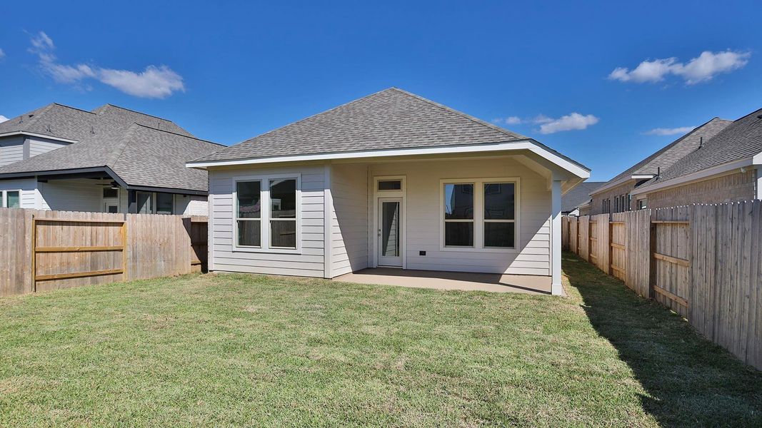Exterior details and patio area of a home in The Grand Prairie 40', Hockley (Image 2). Exterior details and patio area of a home in The Grand Prairie 40', Hockley (Image 2).