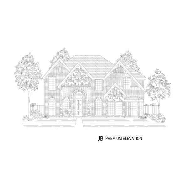 Representative rendering of the exterior for the Hillcrest 45 2R-CW (w/Media) by First Texas Homes (Image 12).