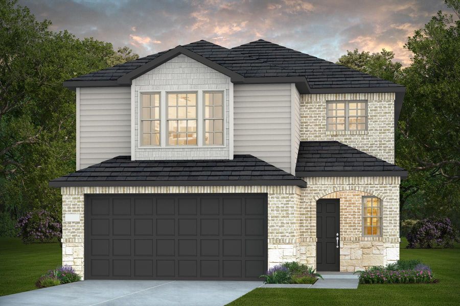 Representative exterior photo of a completed home built from the Coolidge by Pulte Homes in Saddleback at Santa Rita Ranch, Liberty Hill, TX (Image 18).