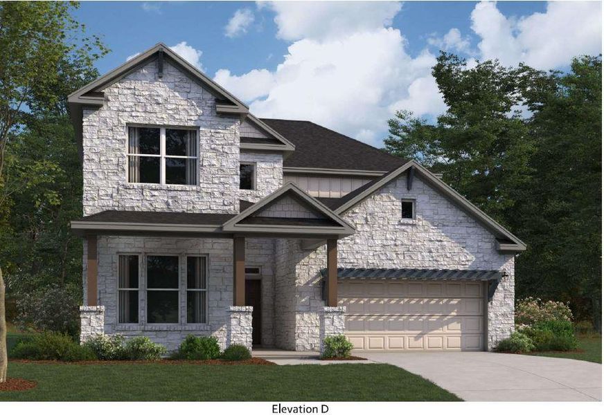 Front exterior of a new home in Edgewood, Leander, TX, highlighting curb appeal (Image 2). Front exterior of a new home in Edgewood, Leander, TX, highlighting curb appeal (Image 2).