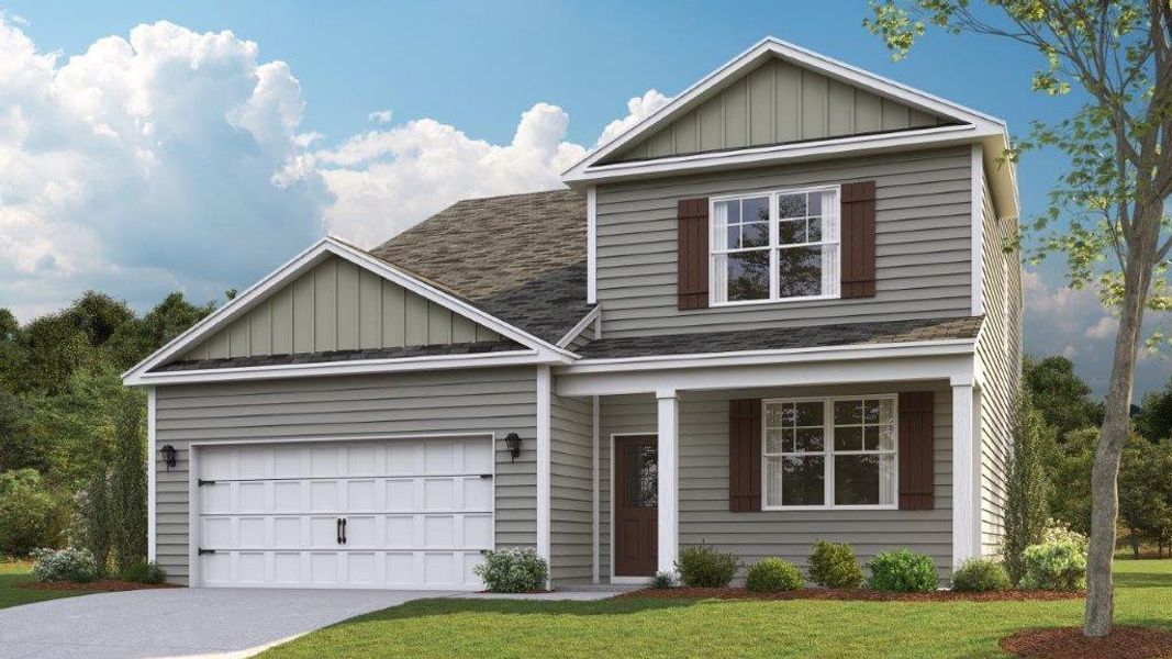 Front exterior of a new home in Hawks Landing, Apison, TN, highlighting curb appeal (Image 17). Front exterior of a new home in Hawks Landing, Apison, TN, highlighting curb appeal (Image 17).