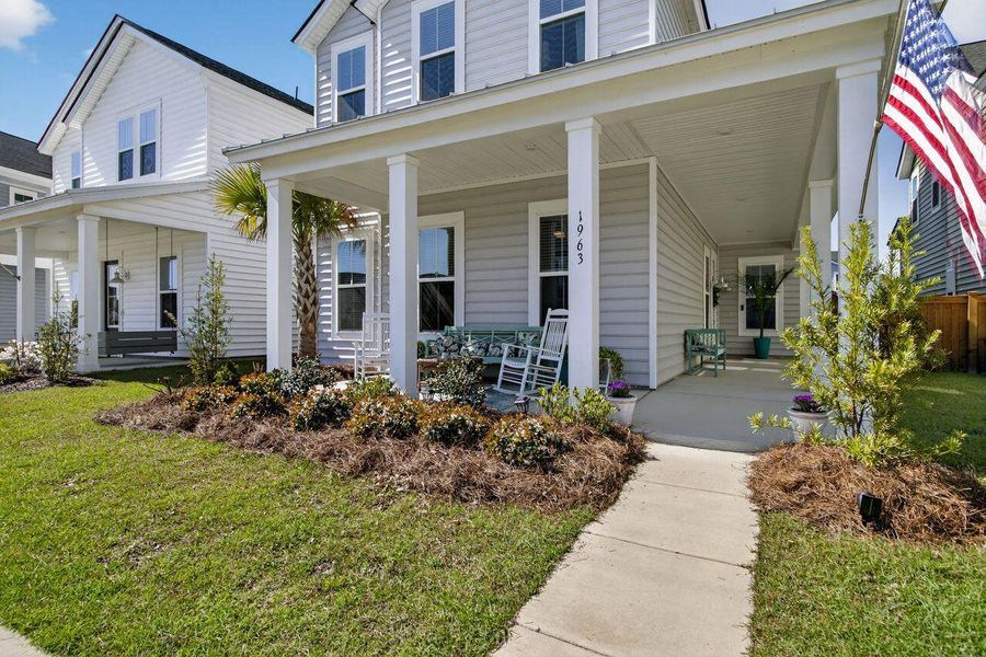 Exterior details and patio area of a home in Sweetgrass at Summers Corner, Summerville (Image 30).