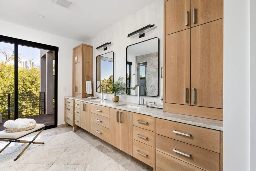 Bathroom with double vanity and recessed lighting Bathroom with double vanity and recessed lighting