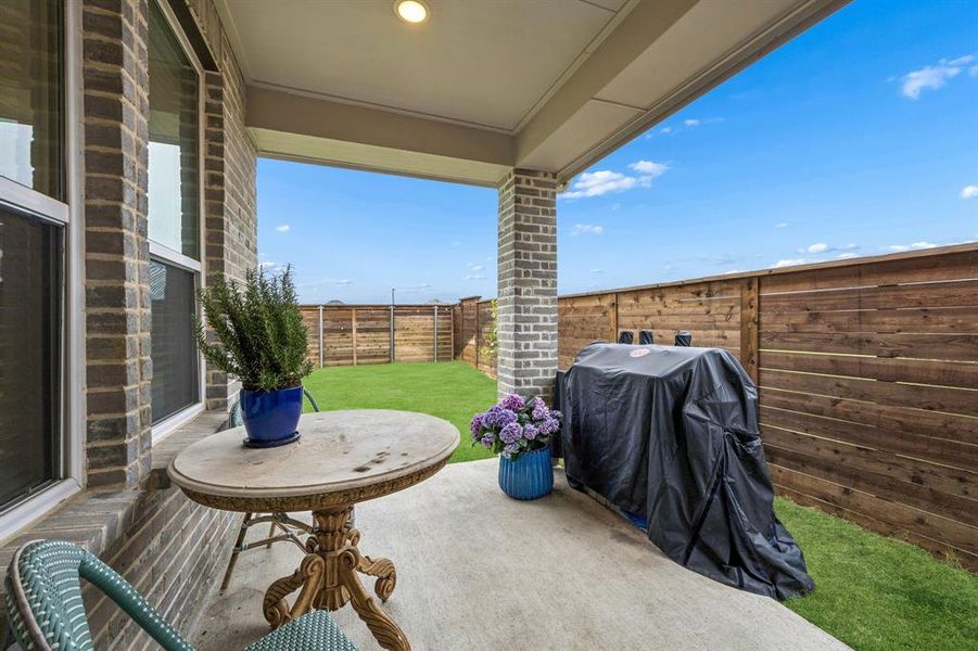 Exterior details and patio area of a home in Solterra Texas, Mesquite (Image 4).