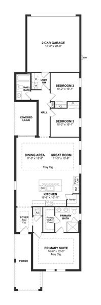 2D floor plan layout for the Lila by K. Hovnanian® Homes in Osprey Ranch, Winter Garden, FL (Image 3).
