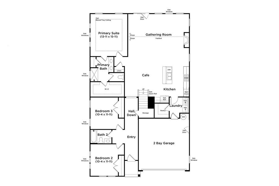 2D floor plan layout for the Chelsea by DRB Homes in The Park at Brighton, Locust Grove, GA (Image 3).