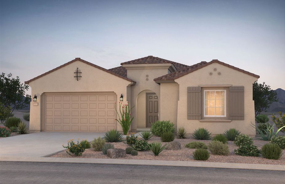 Front exterior of a new home in Visara, Surprise, AZ, highlighting curb appeal (Image 21).
